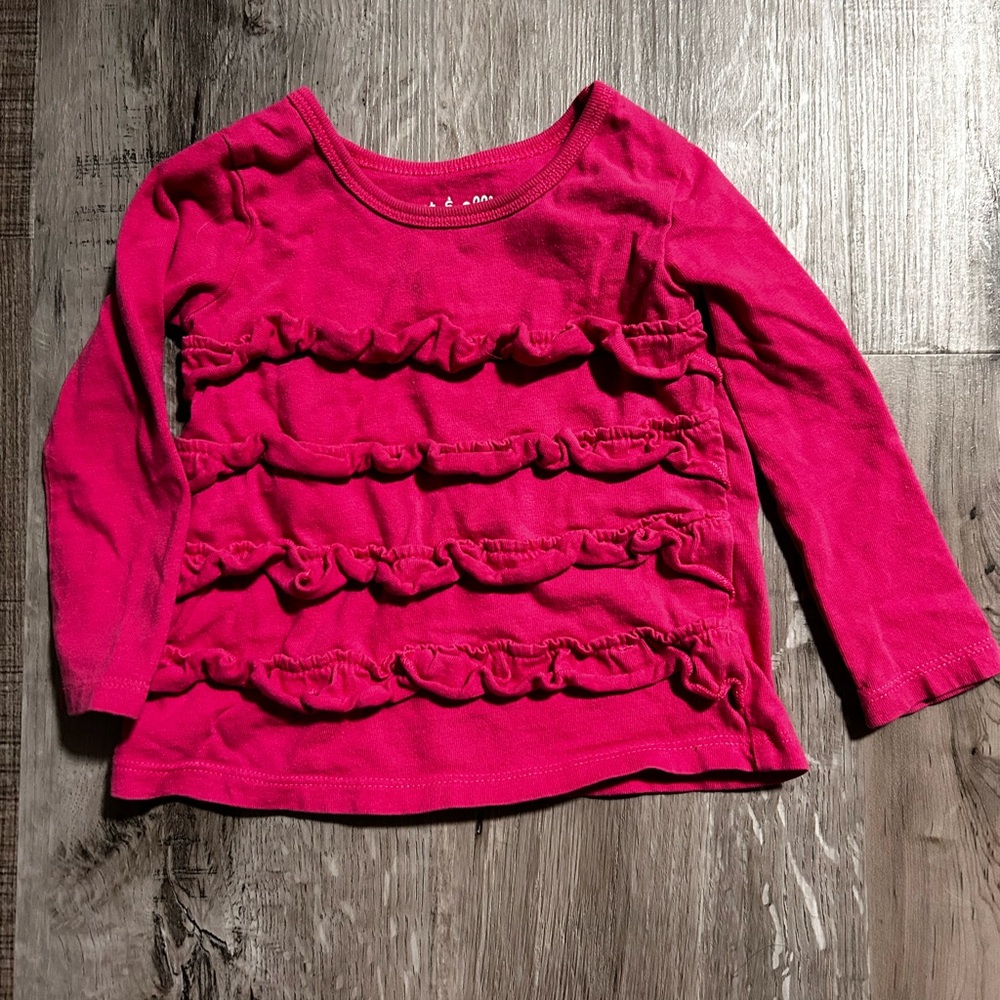 Vibrant Pink Ruffle Long Sleeve Tee